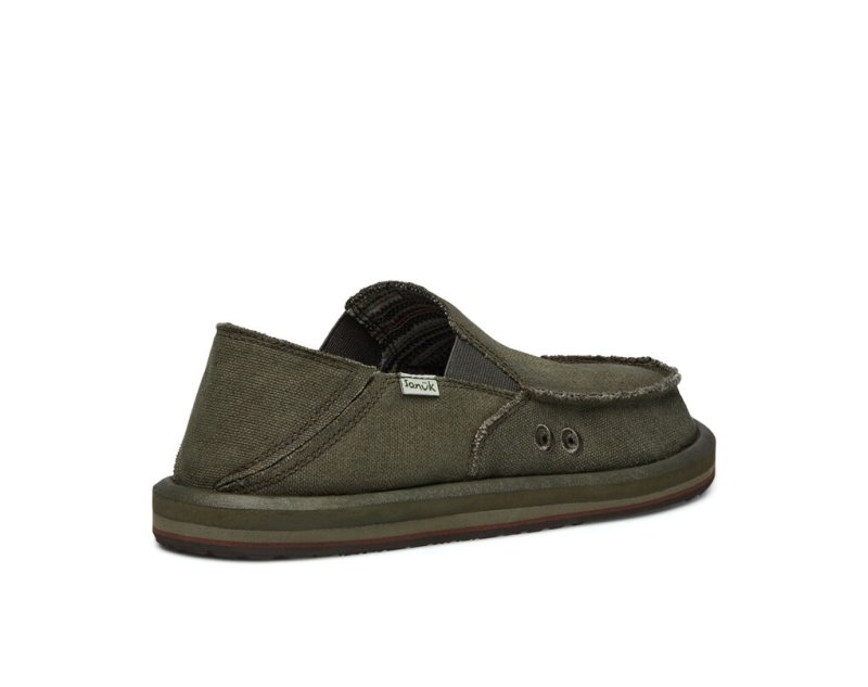 Sanuk Vagabond Soft Top Hemp Collapsible Heel Men's Sidewalk Surfers Olive | Canada 218EBC